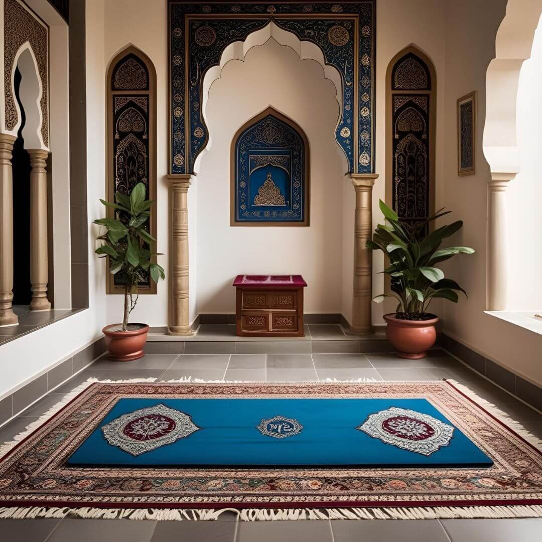 Home Decor Ideas for Ramadan . A salah space where one or two prayer mat is placed in the ground . Setting up a small prayer nook or spiritual corner helps establish a quiet retreat within home. 