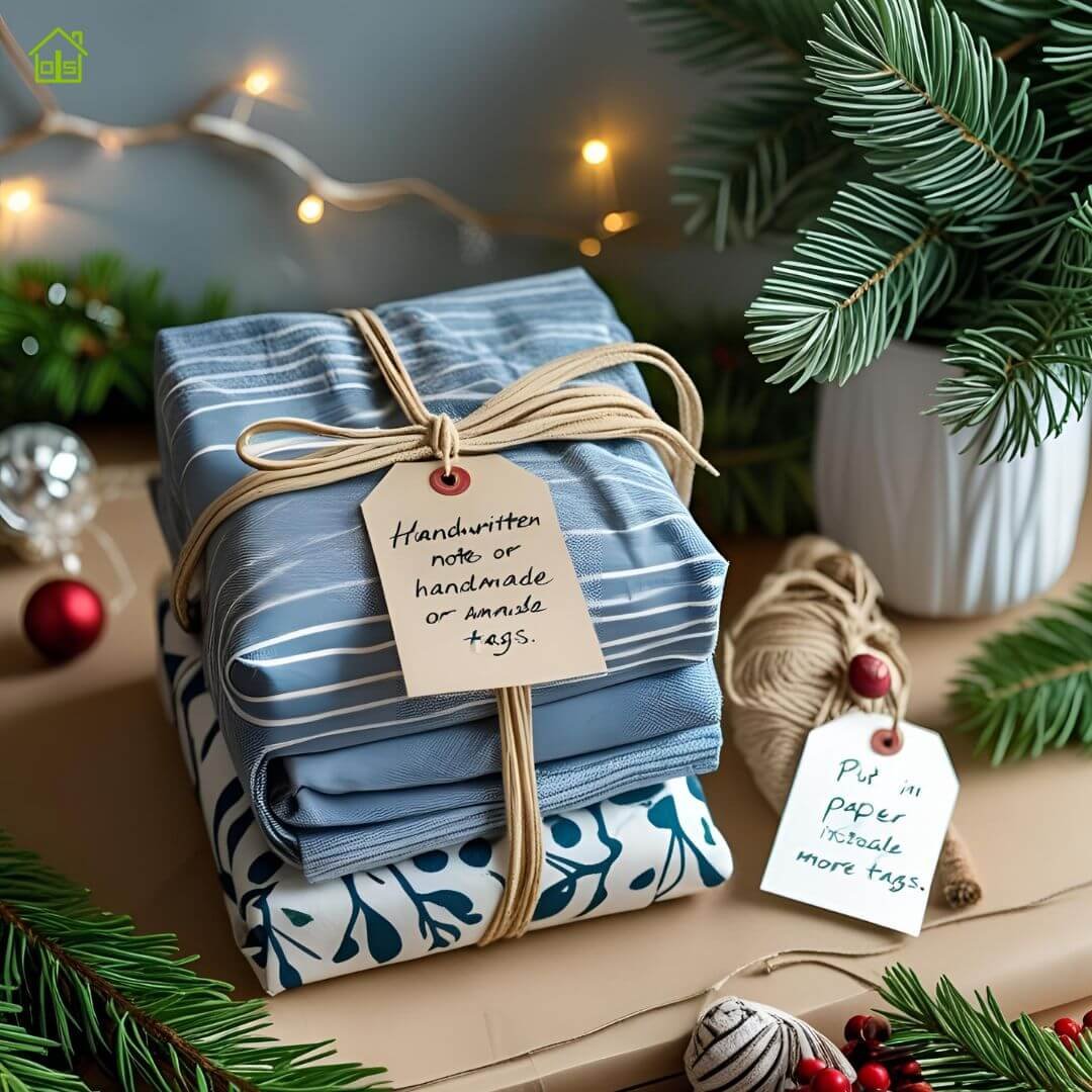 Sustainable Home Décor ideas for Ramadan. It represents a gift wrapped with used fabrics.